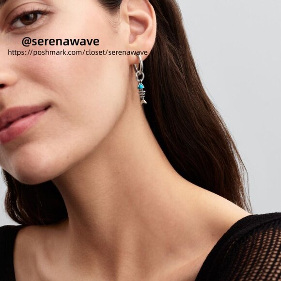 Pandora Turquoise-colored Fishbone Dangle Charm - Picture 2 of 2